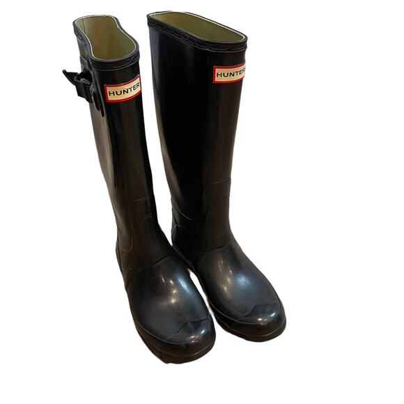 HUNTER Field Huntress Gloss Tall Rubber Boots Wellington Rainboots Size 7 Black - Picture 7 of 13